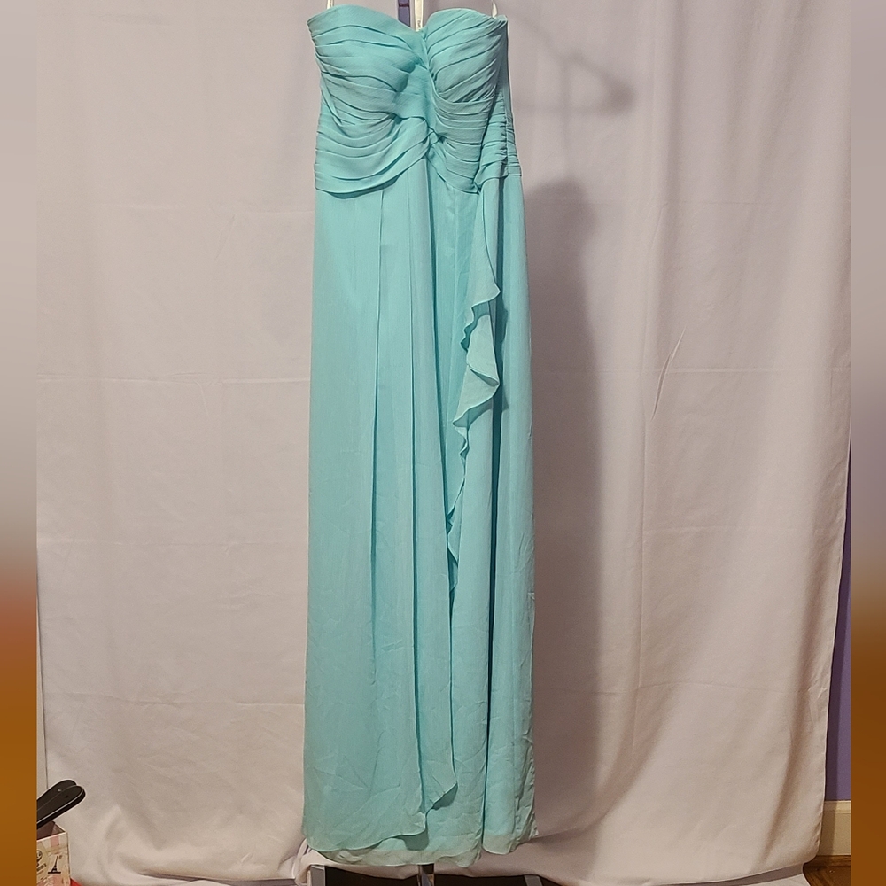 David's Bridal Floor Length Light Blue Dress